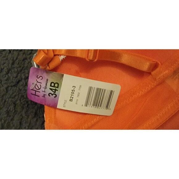 Hers By Herman Womens Orange Adjustable Strap Padded Push Up Bra Size 34B - Picture 7 of 8